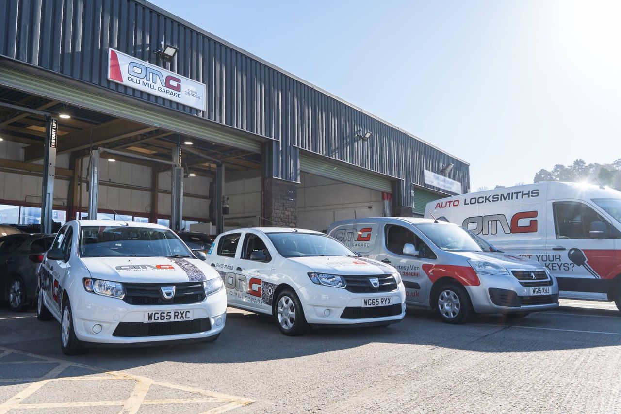 Old mill garage van and courtesy cars