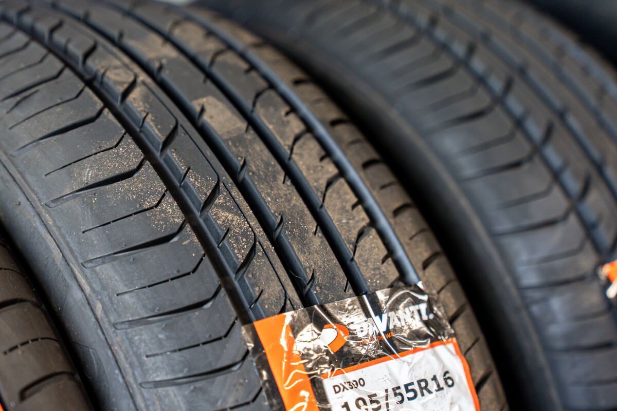 new tyre with label on
